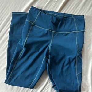 athleta high rise pocket workout leggings blue sz small